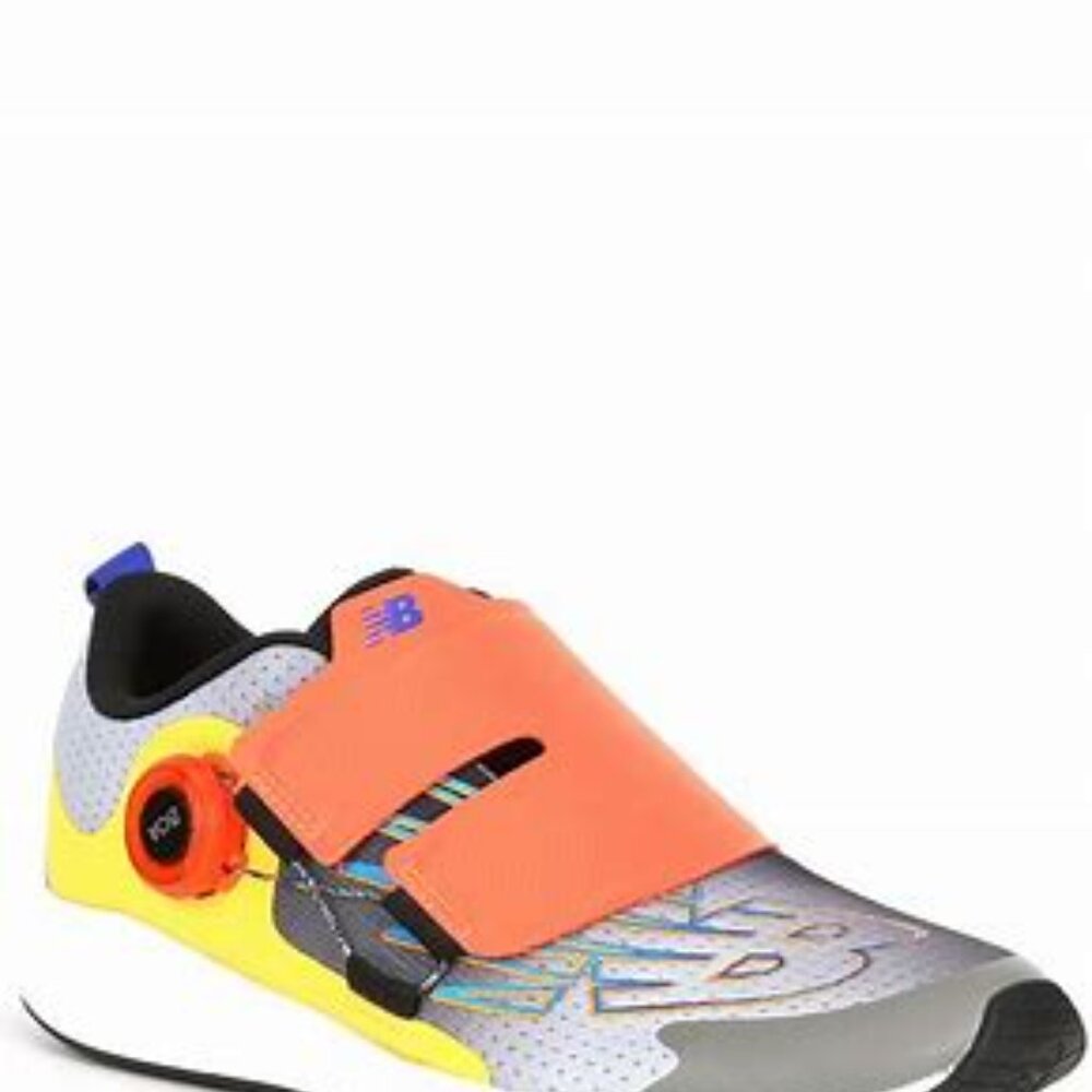 Size 3 Wide Boys New Balance Orange Gray Sneakers Vibrant Modern Design